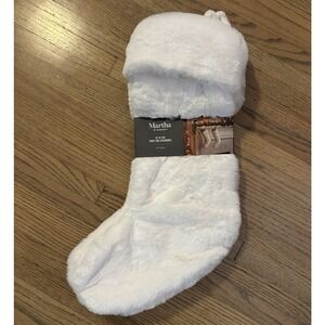 Martha Stewart FAUX FUR Christmas Stockings Set of 2  WHITE Classic
